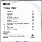 Blur Think Tank Acetate CD Blur Think Tank Acetate CD